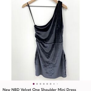 NBD One Shoulder Velvet Dress - Dark Gray